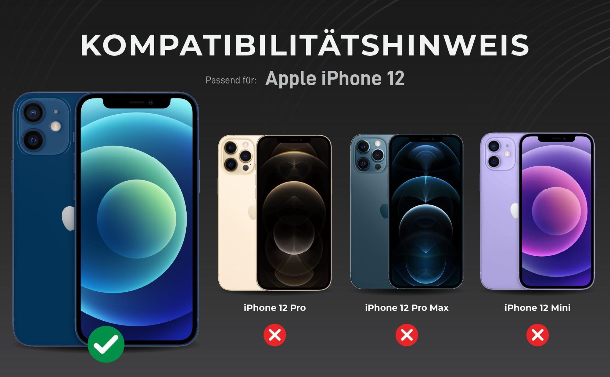 Kompatibilitätshinweise Kameraglas für Apple iPhone 12
