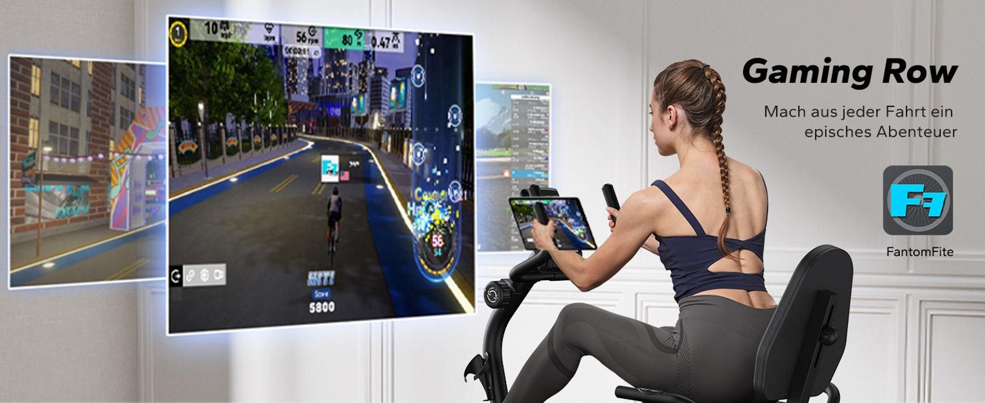 Liege-Ergometer, Heimtrainer Fahrrad für Zuhause, 8 Widerstandsstufen, mit Bluetooth, APP, LCD-Display, Beintrainer bis 158kg, Tablet-Halter, leise