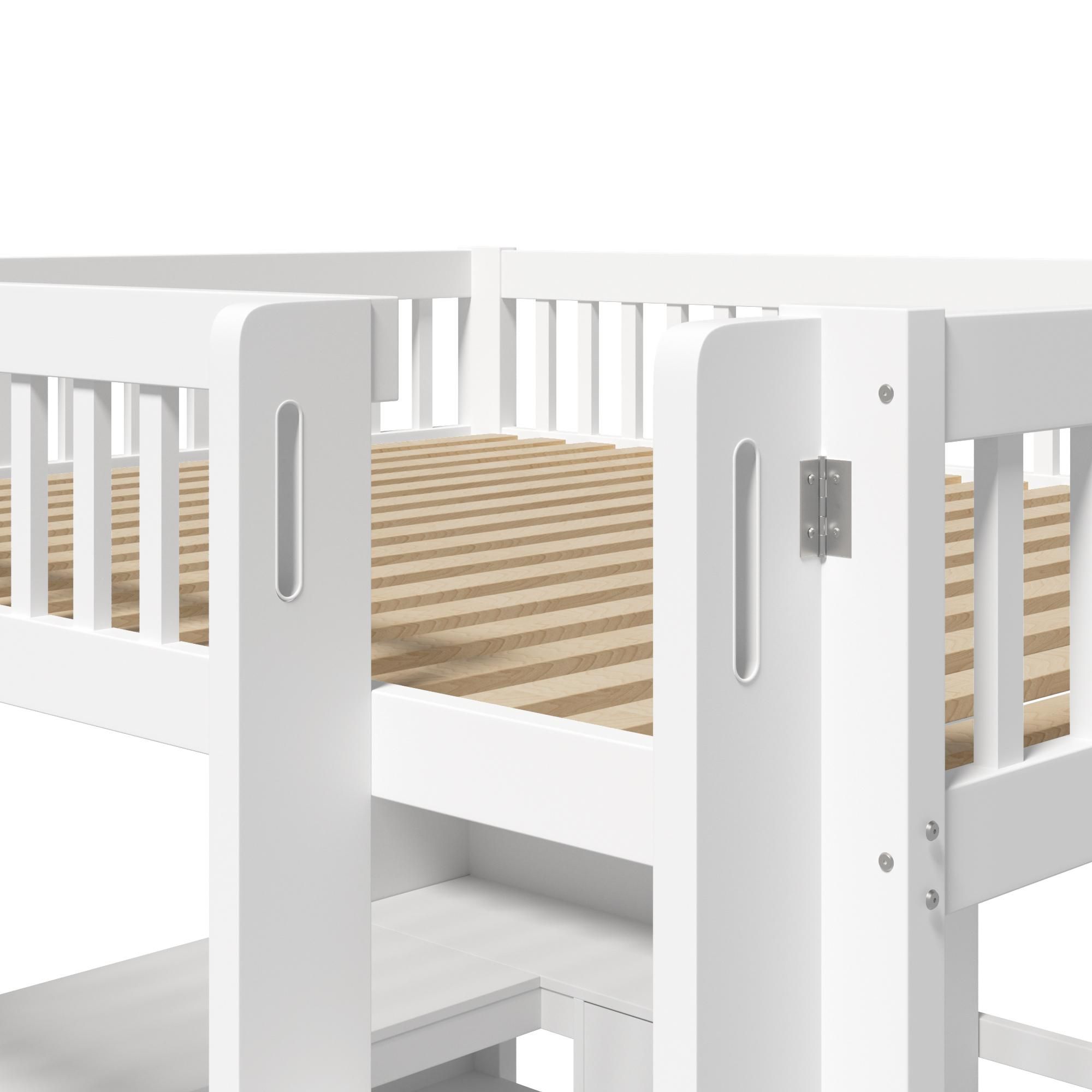 Flieks Etagenbett 140x200cm mit Schreibtisch und Regal, Kinderbett Hochbett mit Lattenrost, Stockbett Doppelbett mit Leiter, Weiß