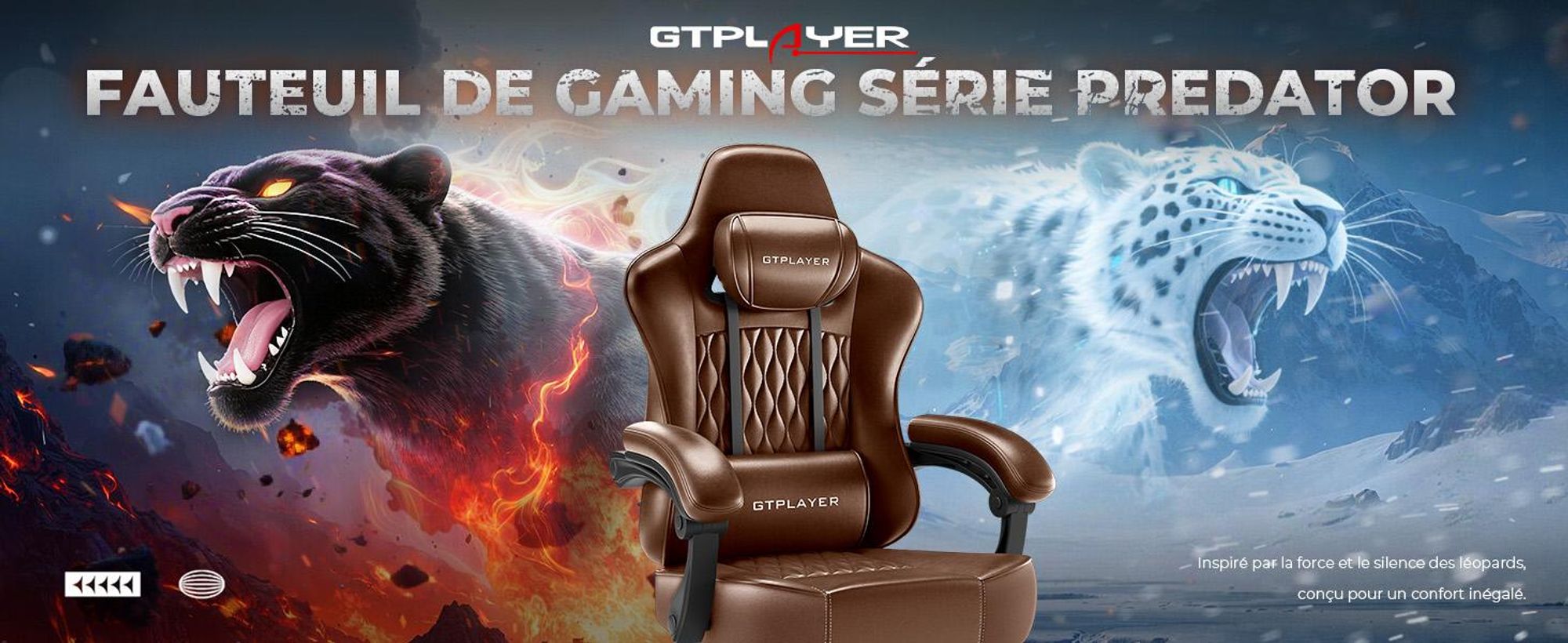 Fauteuil gaming GTPLAYER, fauteuil de bureau, fauteuil PC ergonomique, fauteuil pivotant réglable en hauteur, accoudoirs avec mécanisme synchrone, coussin lombaire, appui-tête