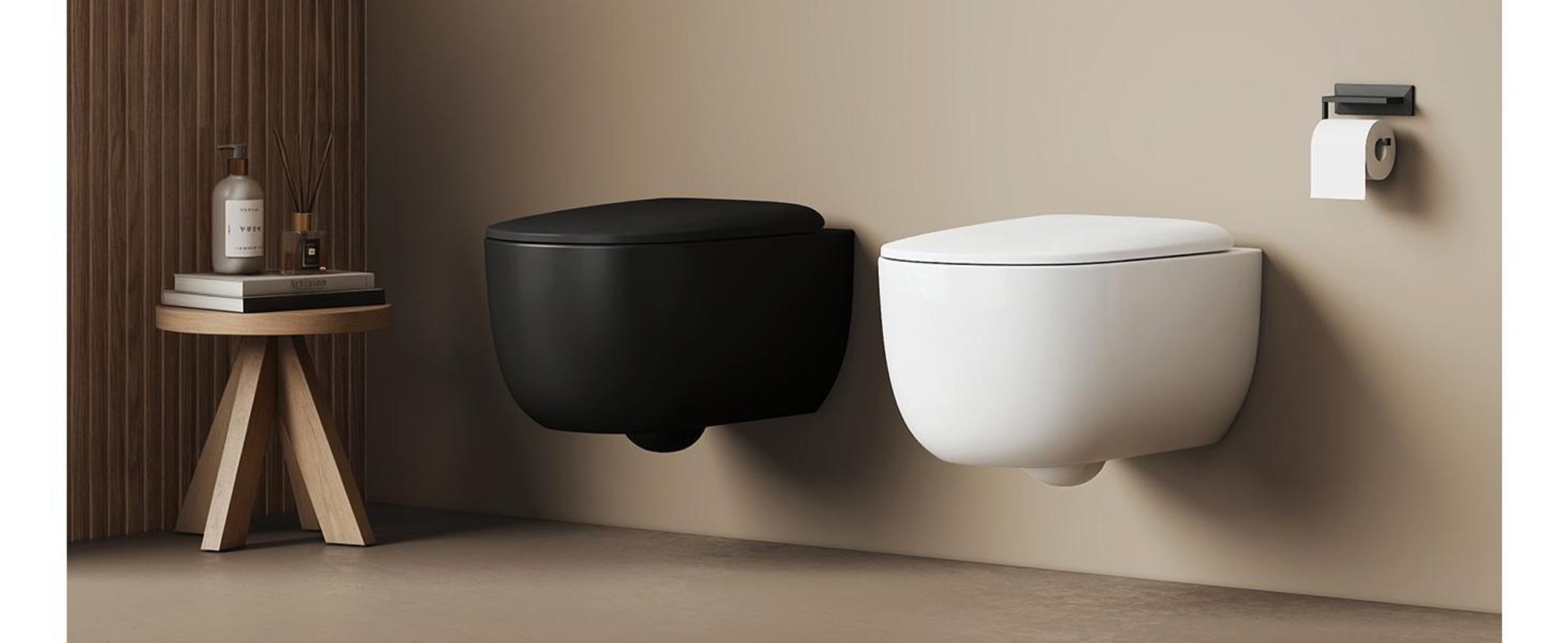 EMKE Hänge-WC Einloch Superspin Spülung 355x365x555mm Keramik Wassersparend Wandmontage Toilette mit Direktspülung Soft-Close Deckel Glänzendweiß