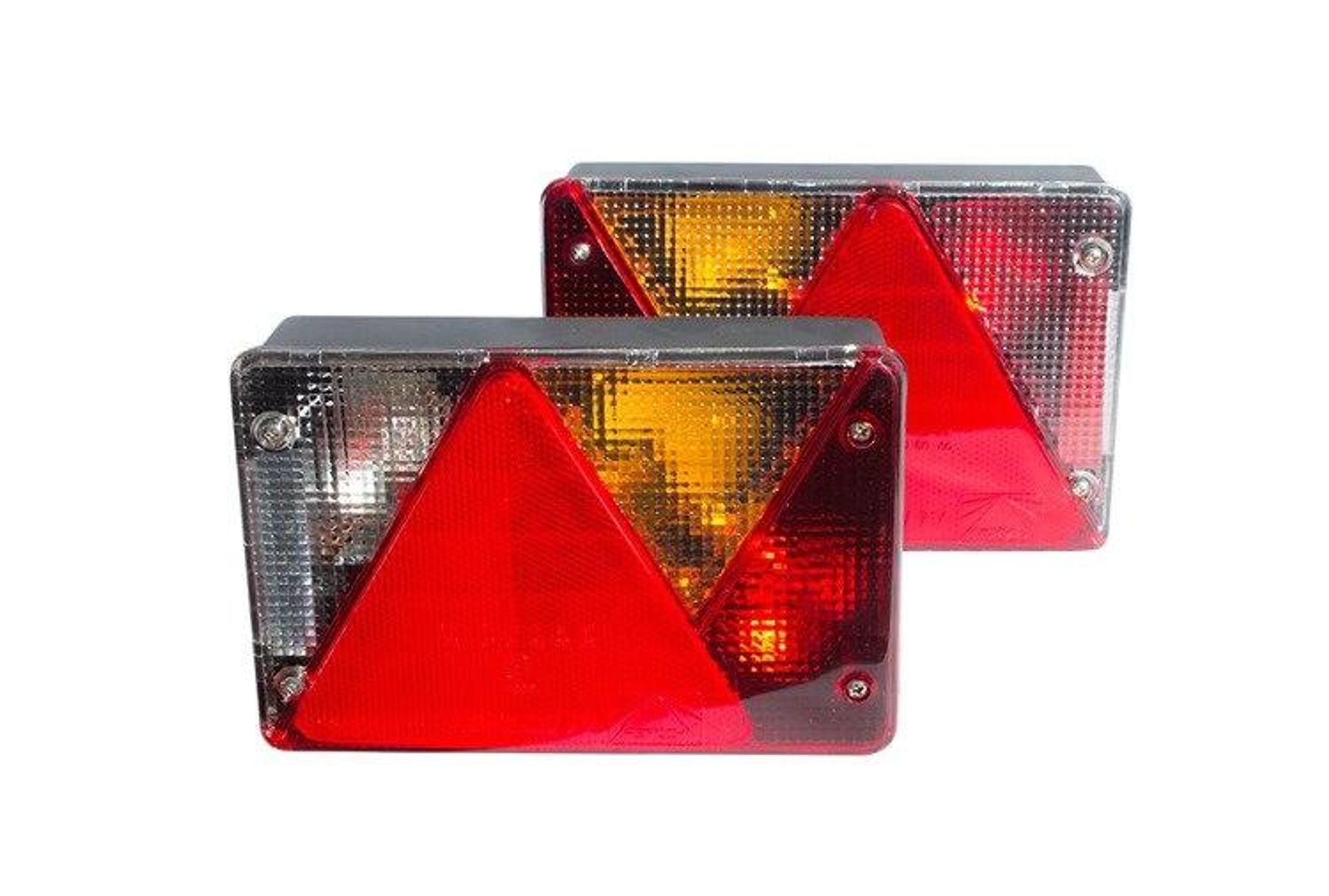ASPOCK Multipoint IV Rückleuchten Set links und rechts, 12 V Glühbirne, 5-Pin Bajonett, 200x 136x 56 mm, IP64, 7 Funktionen, E4, ADR Zone 2 für