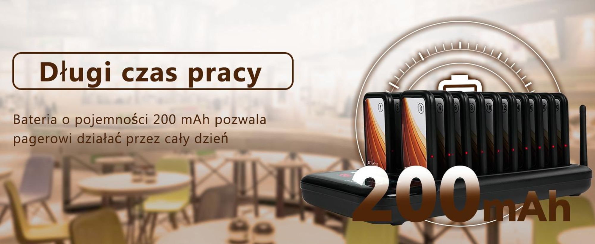Bezprzewodowy system przywoławczy Retekess TD173, zasięg 500 m, 7 trybów wywoływania, 20 pagerów Z przyciskiem wyciszenia, Dla restauracji  barów