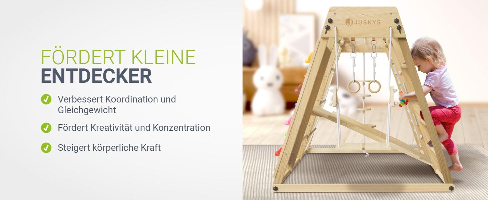 Juskys Maxi Klettergerüst für Kinder - Rutsche, Kletterwand & Schaukel - Natur