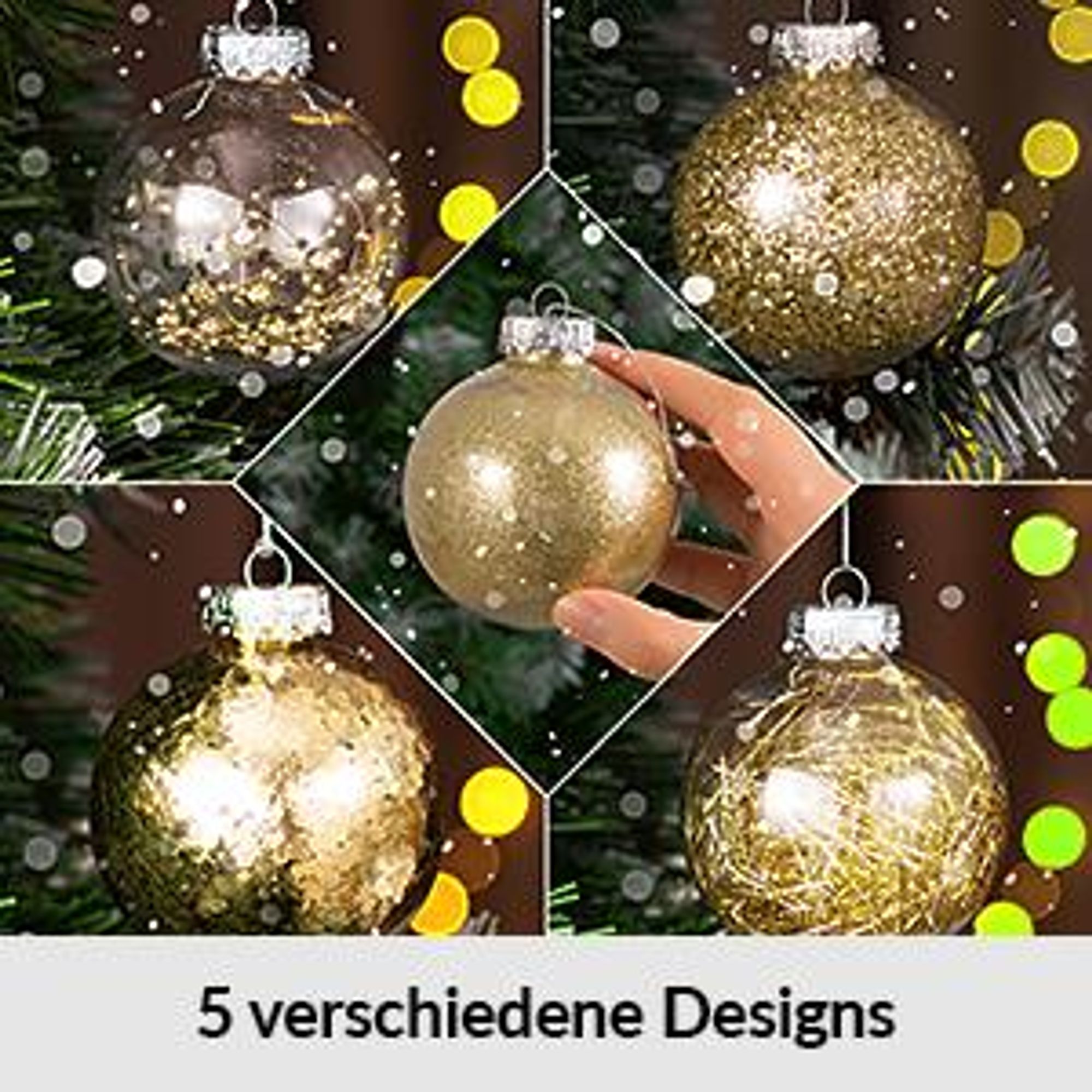 CASARIA® Christbaumkugeln 24tlg Ø6cm Kunststoff individuell befüllbar bruchfest transparent Weihnachtskugeln Christbaumschmuck Weihnachtsdeko rosegold