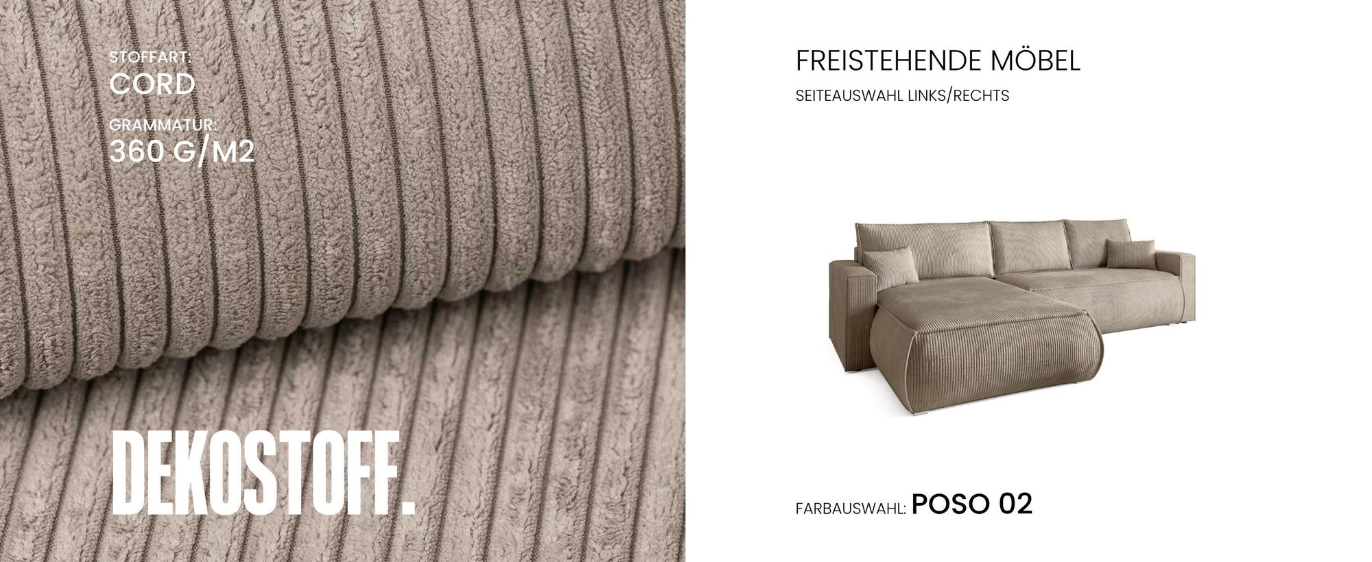 BroMARKT Ecksofa HAVANA Schlaffunktion Bettkasten L-Form 120x236 cm Beige