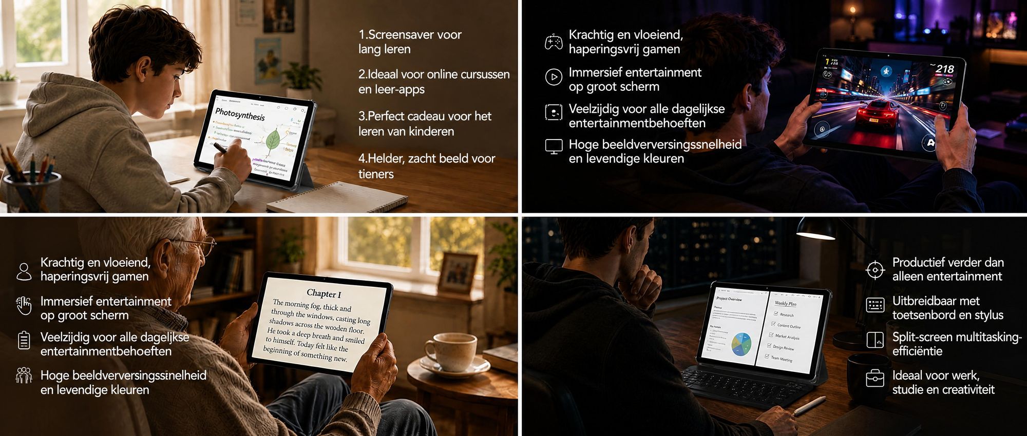 2026 W80 10.1" tablet met 120Hz, 32+128GB/2TB opslag, Android 16, Gemini AI 4.0, Widevine L1, 4G SIM + 5G WiFi, 6000mAh batterij, OTG-ondersteuning, met toetsenbord, muis, stylus en beschermhoes