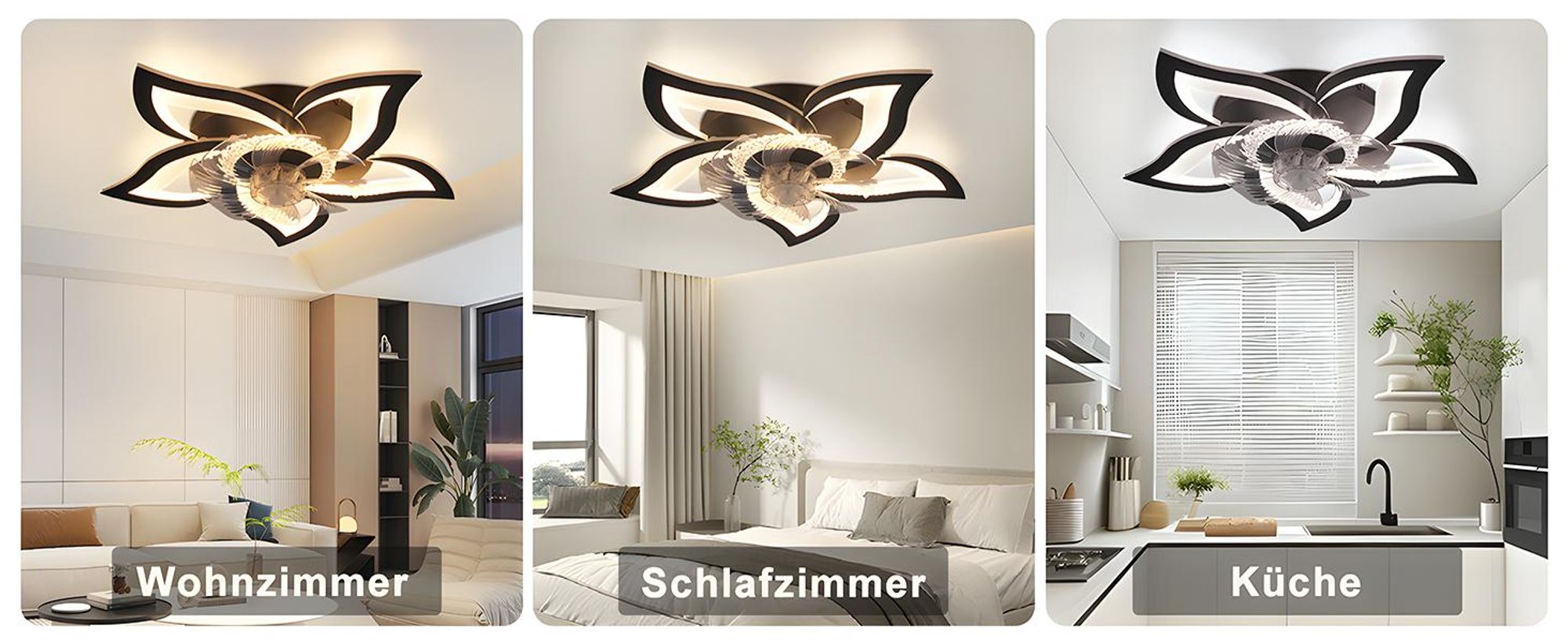 ZMH LED stropný ventilátor s osvetlením 48W čierne stropné svetlo s ventilátorom Tiché diaľkové ovládanie Stmievateľné 3 farebné teploty 6-rýchlostný časovač Stropné svietidlo do spálne do obývačky Jedáleň