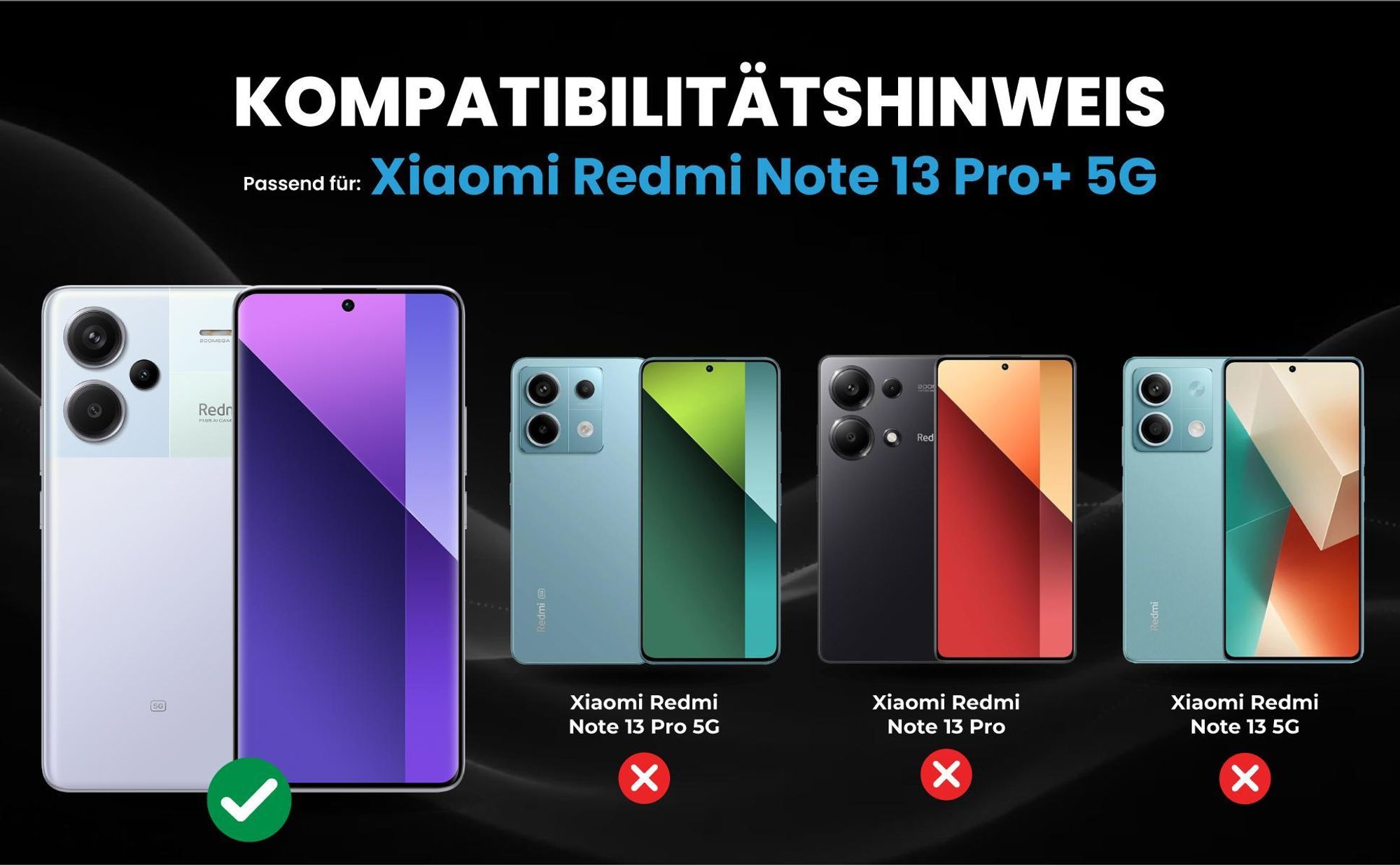 Kompatibilitätshinweise Hülle für Xiaomi Redmi Note 13 Pro+ 5G