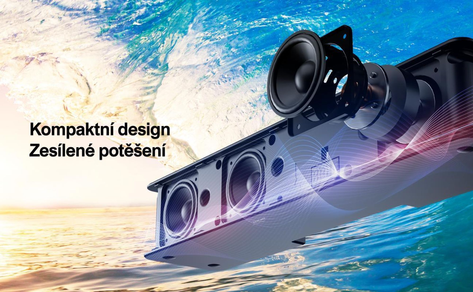 Soundbar ULTIMEA Poseidon D60 5.1 Dolby Atmos (410 W, nastavitelný prostorový zvuk a basy, HDMI eARC)