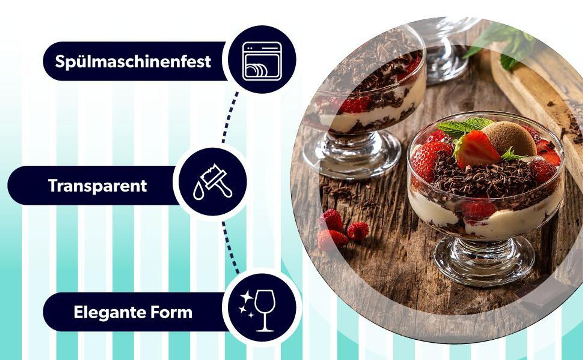 KADAX Eisbecher Glas "Tetlin", Eisschalen, Eisgläser, Dessertschalen für Desserts, Eiscremegläser, 180 ml, 6 Stück