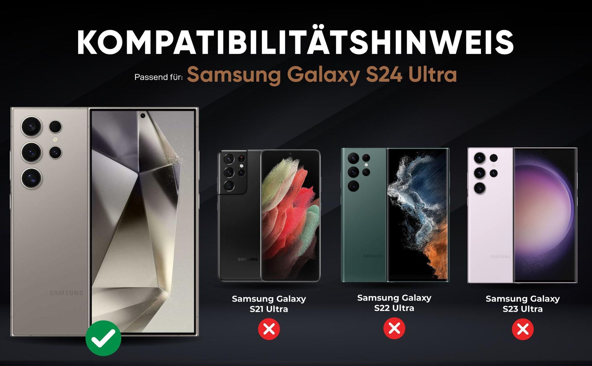 Kompatibilitätshinweise Hülle für Samsung Galaxy S24 Ultra