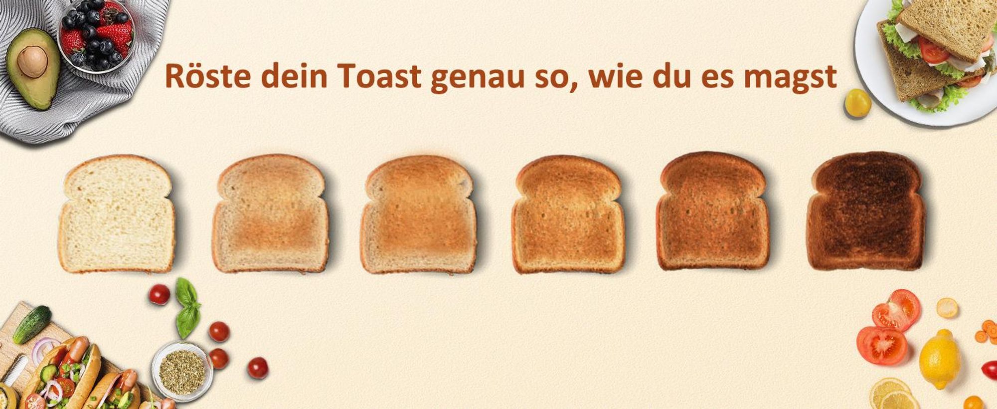 Aigostar - Toaster 2 Scheiben, extra breite Toastschlitze, 6 Bräunungsstufen,800W
