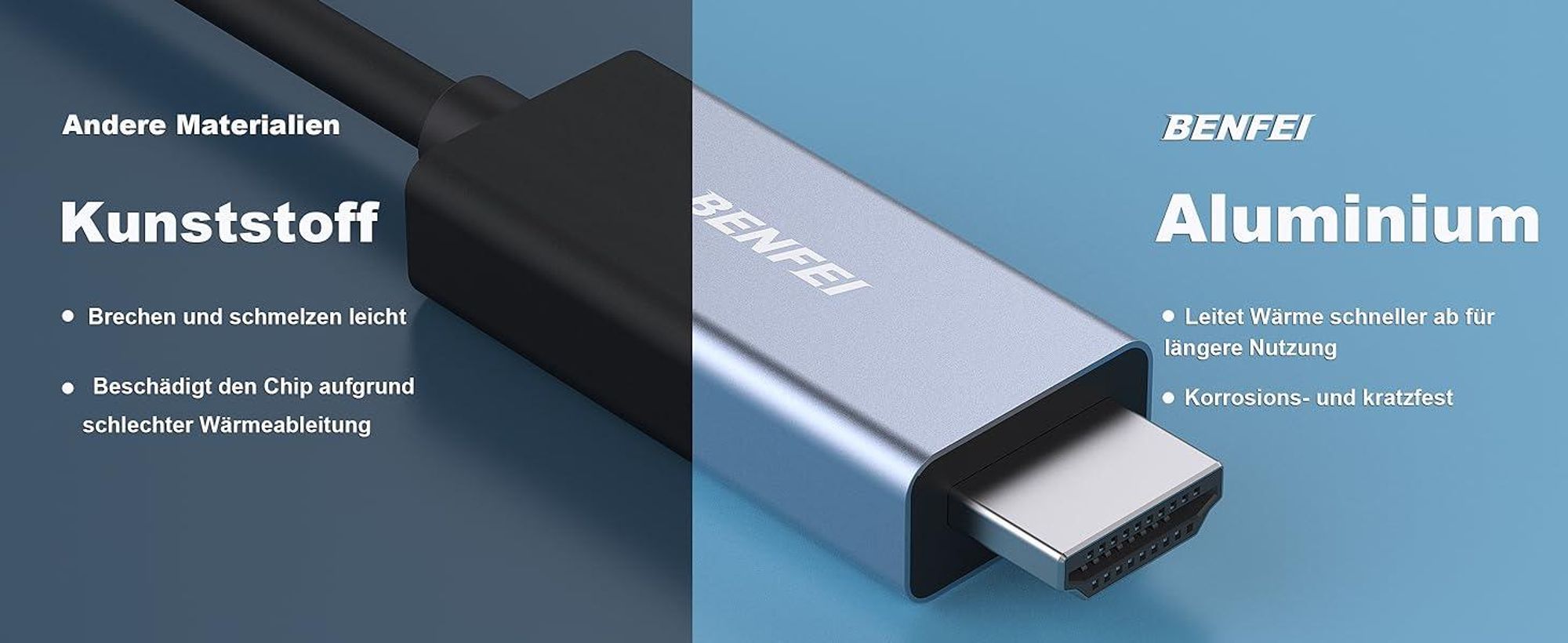 BENFEI HDMI-Kabel USB C auf HDMI Kabel 1.8m 4K 60Hz Aluminium Gehäuse