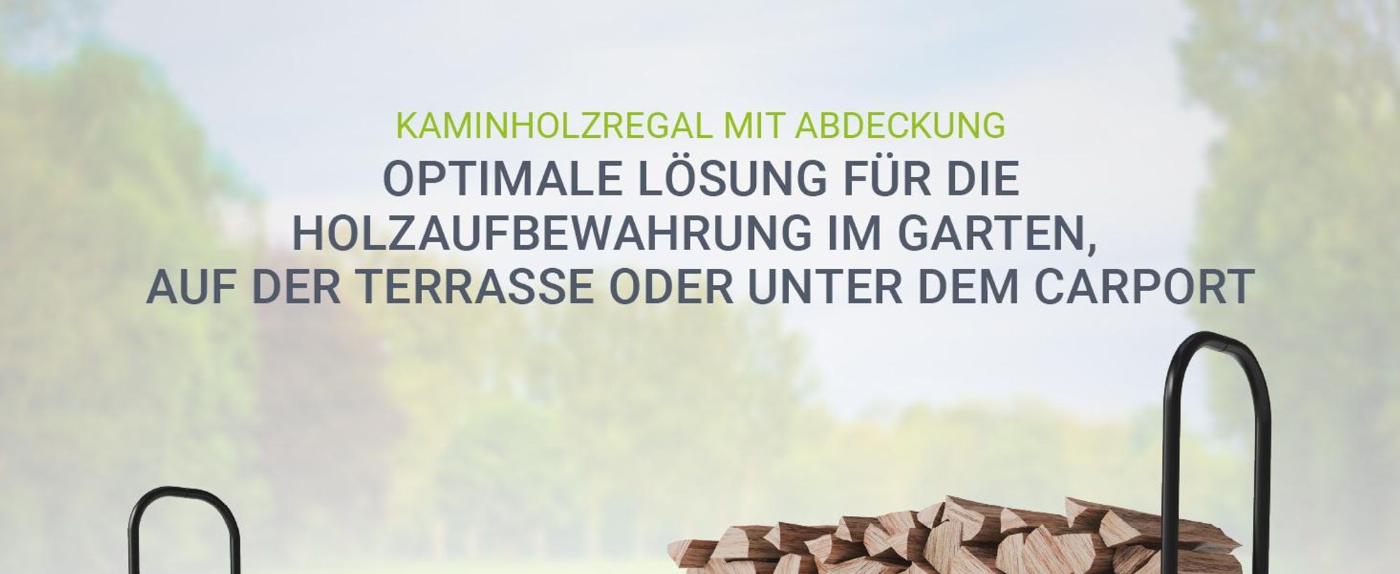 Juskys Kaminholzregal L 260x117x36 cm, außen aus Metall mit Abdeckungung, Feuerholzregal