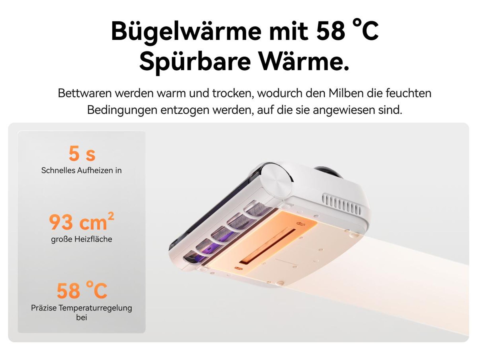 NARWAL U50 Pro Akku-Matratzenstaubsauger, 16 kPa, 58 °C, 65.000 Schläge/min, 1,65 kg, UV-C