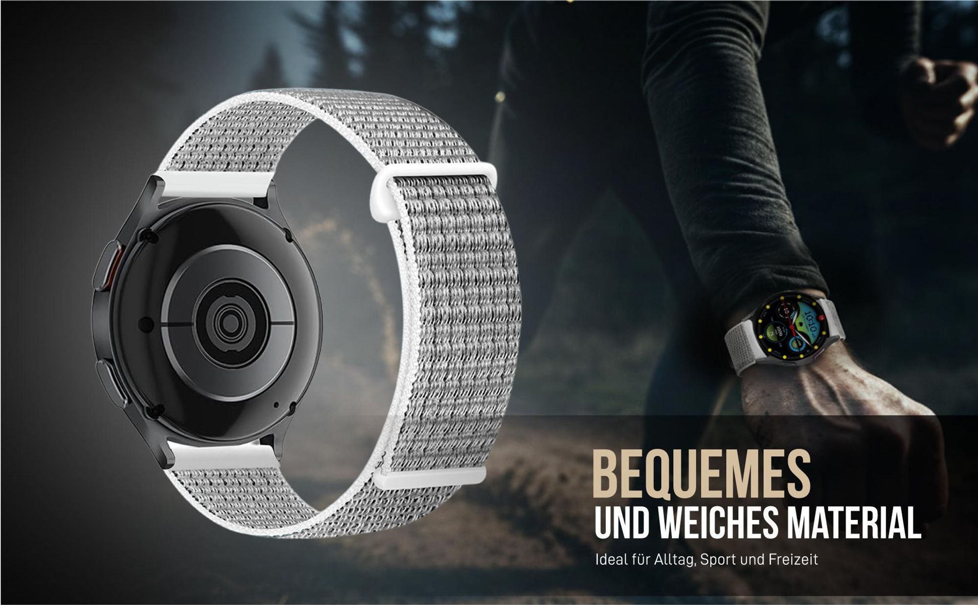 Graues Nylon Ersatzband für Samsung Galaxy Watch4 40mm
