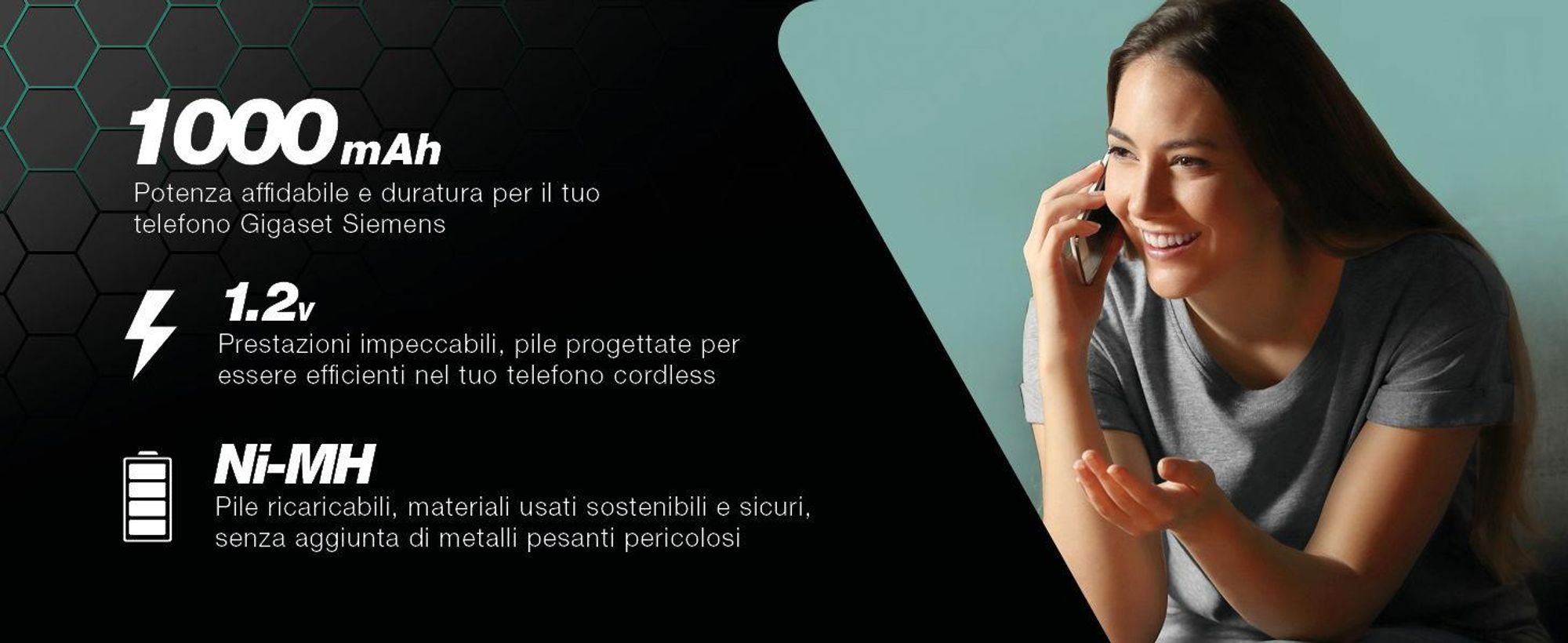 CELLONIC 4x Batteria per Telefono fisso compatibile con Siemens Gigaset A415,C430 – (1000mAh, 1.2V)