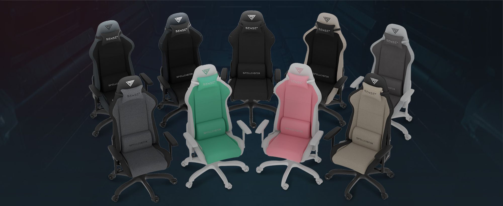 SENSE7 Gamingstuhl Spellcaster FUKU Alcantara Weiß Grau - Ergonomischer Bürostuhl Schreibtischstuhl bis 150kg Wippfunktion Rollen Chefsessel