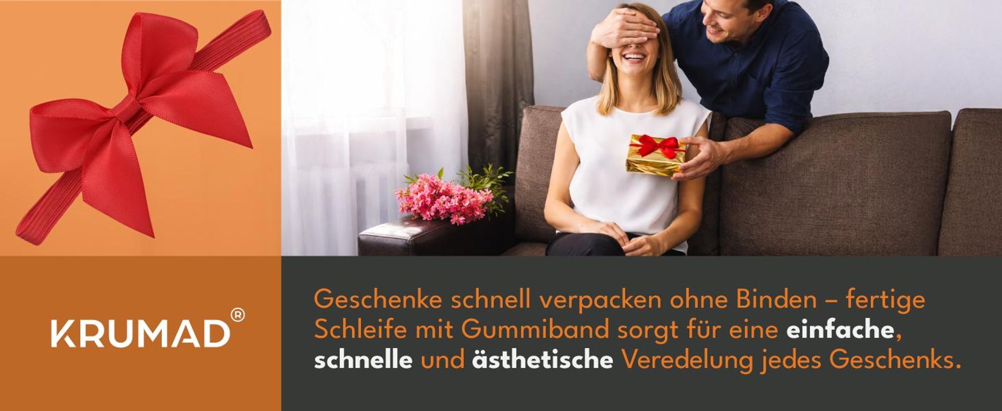KRUMAD 10x Große Rote Geschenk Schleife mit Gummiband, Satinoptik Dekoschleifen für Geschenkverpackung, Weihnachten & Events, 18–56 cm