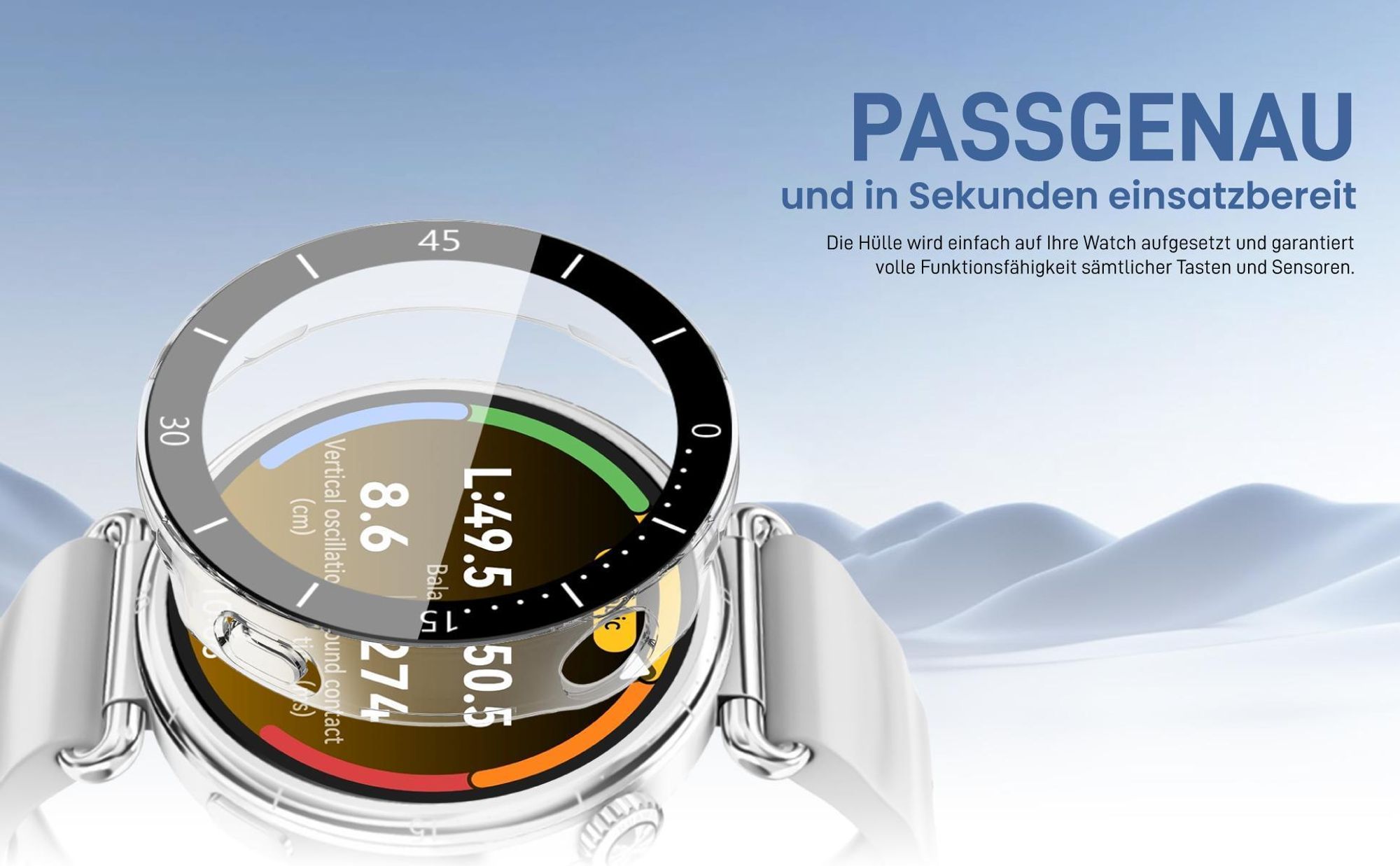 Silberne Smartwatch Hülle für Huawei Watch GT6 41 mm Gehäuse- und Displayschutz