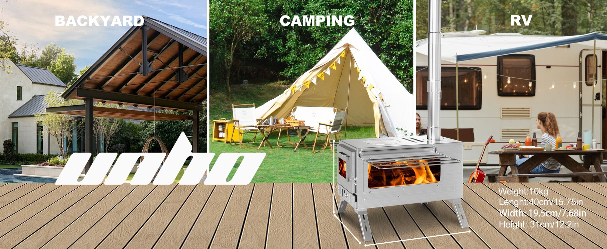 unho Edelstahl Outdoor-Holzofen, Camping-Holzofen, tragbarer Zeltofen, Zeltheizofen, faltbar, Kocher Notofen Herd Heizung Outdoor