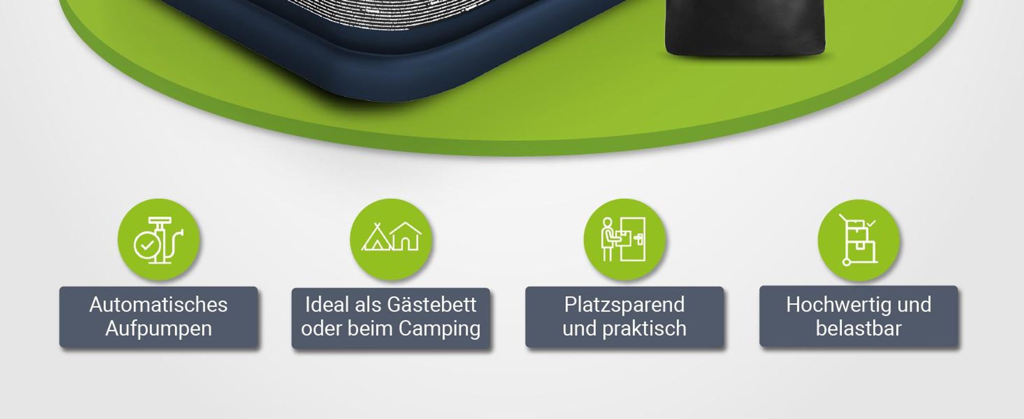 Juskys Luftmatratze Sapri M in Blau-Weiß - 1 Personen Luftbett selbstaufblasend mit Pumpe