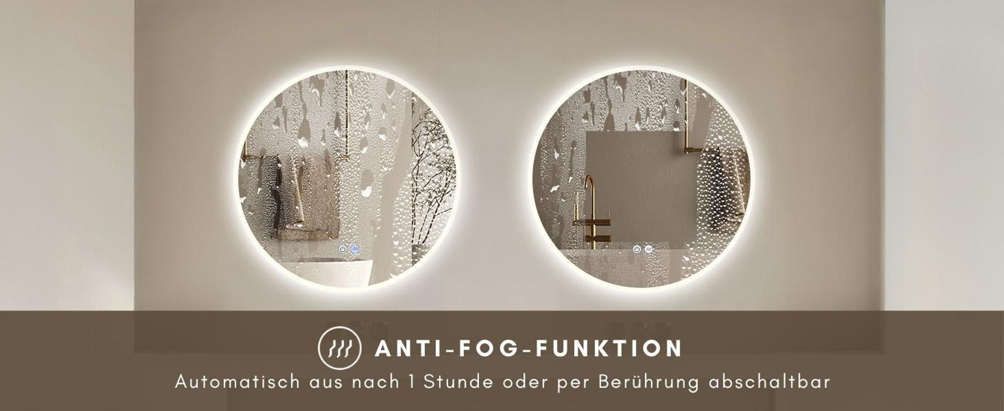 HOKO Gold Badspiegel Led Beleuchtung Rechteck 60x80/80x60cm, Wandspiegel mit Antibeschlag und mit Touch Schalter, Licht Wechsel, Memory Funktion