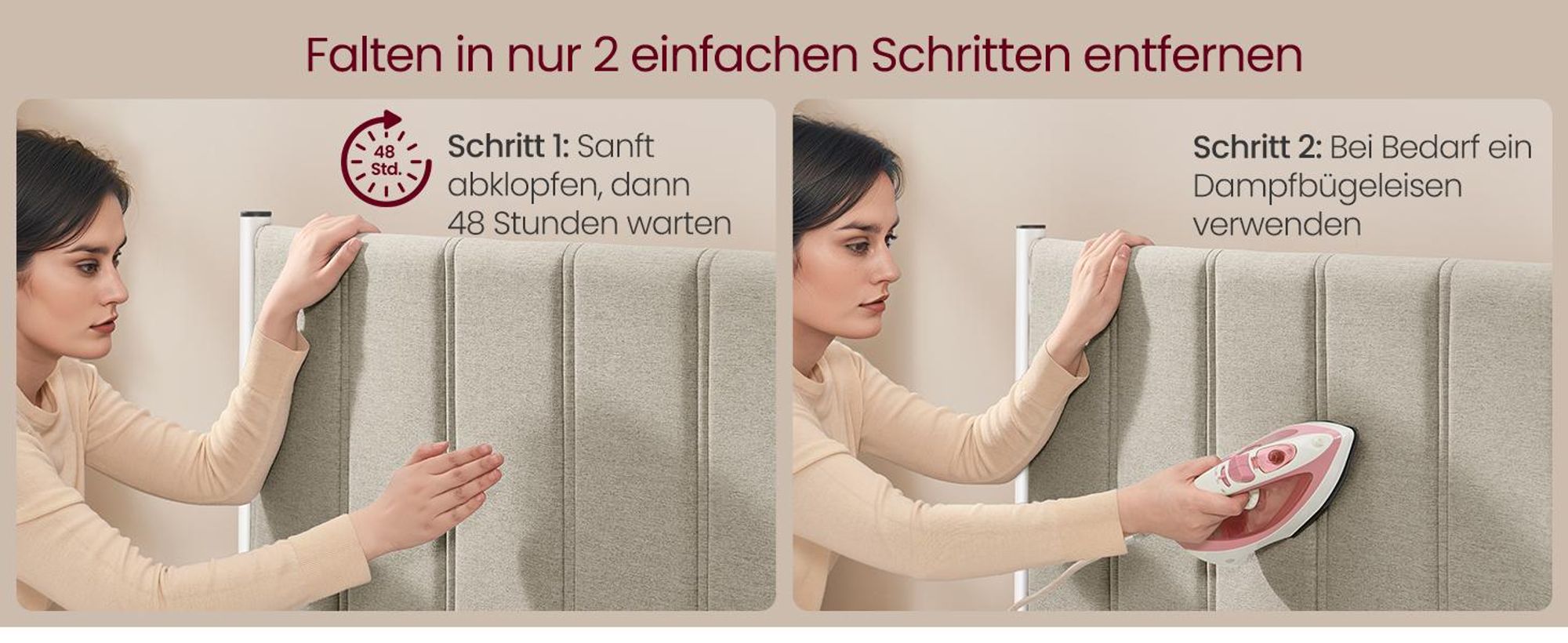 VASAGLE Einzelbett, Bettgestell, 90 x 200 cm, mit gepolstertem Kopfteil, Bettrahmen, Stahl, trägt bis zu 250 kg, beige