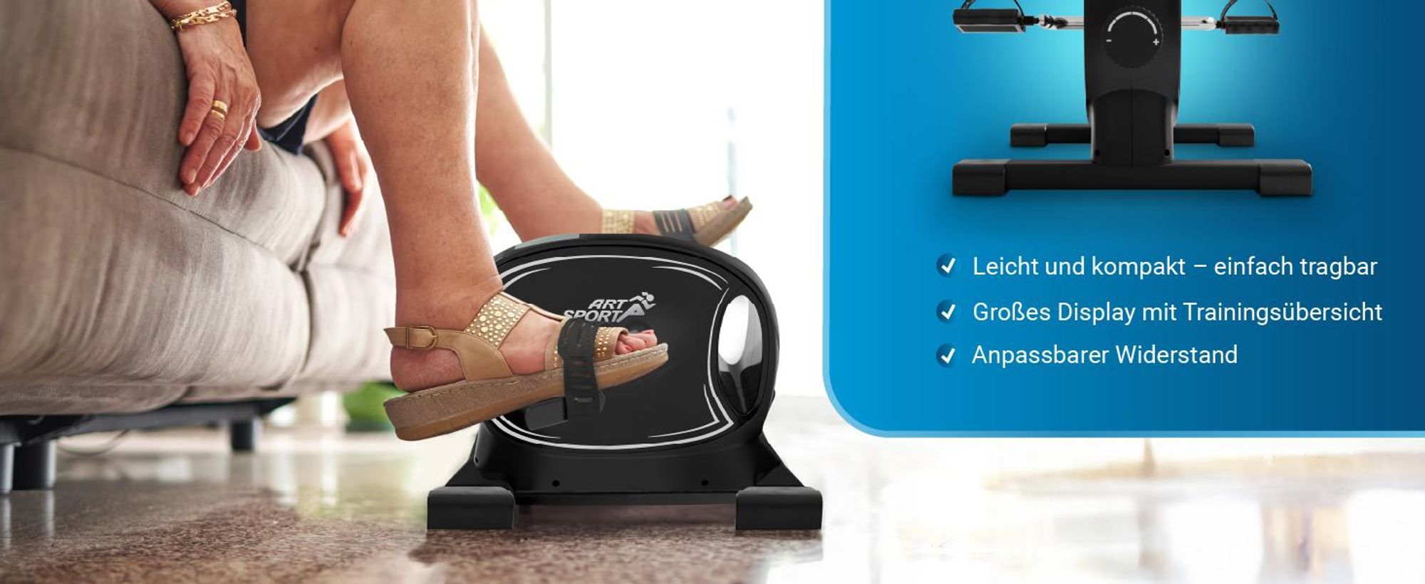 ArtSport Pedaltrainer Sportivo - für Zuhause, Heimtrainer, Fitnessgerät