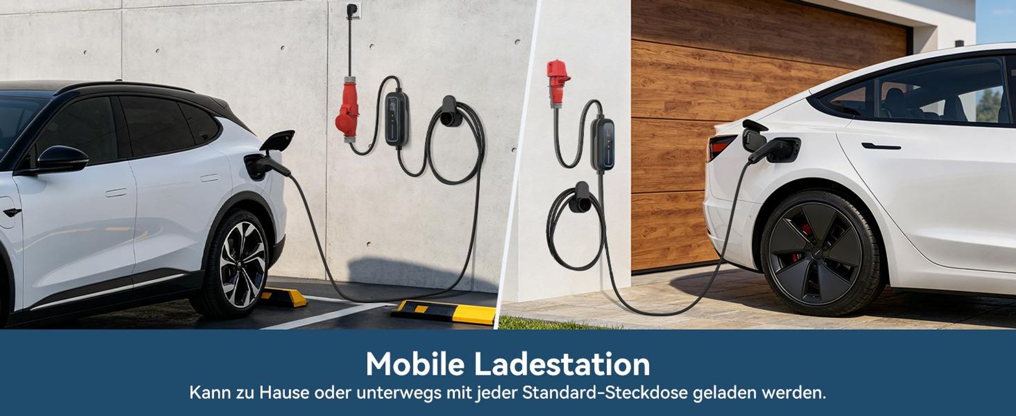 Puluomis Mobile Wallbox 11kW Ladekabel 7m Typ 2/CCS, 2 in 1 EV Ladegerät mit CEE Adapter 3-phasig 8-16A einstellbar, IP65 wasserdicht, Timer, schwarz