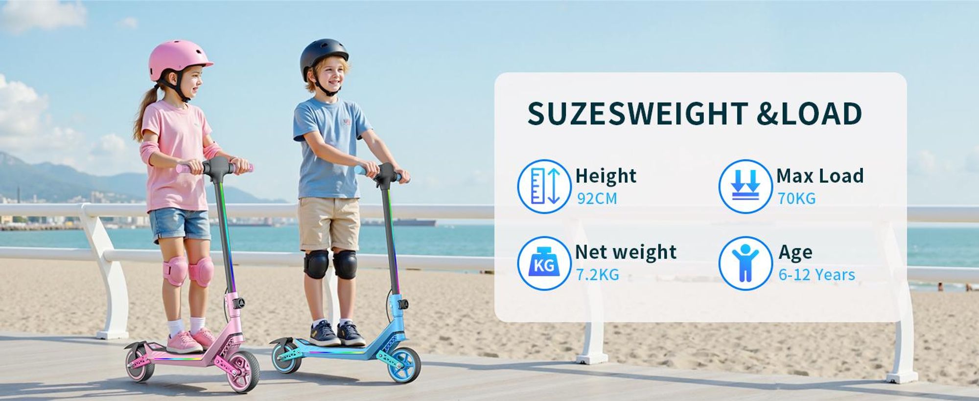 Elektroroller Für Kinder, Faltbarer E-scooter 16km/h, City Kinderroller Für Kinder 6-12 Jahren,10 km Reichweite, 130W, U8 Elektroscooter Blau
