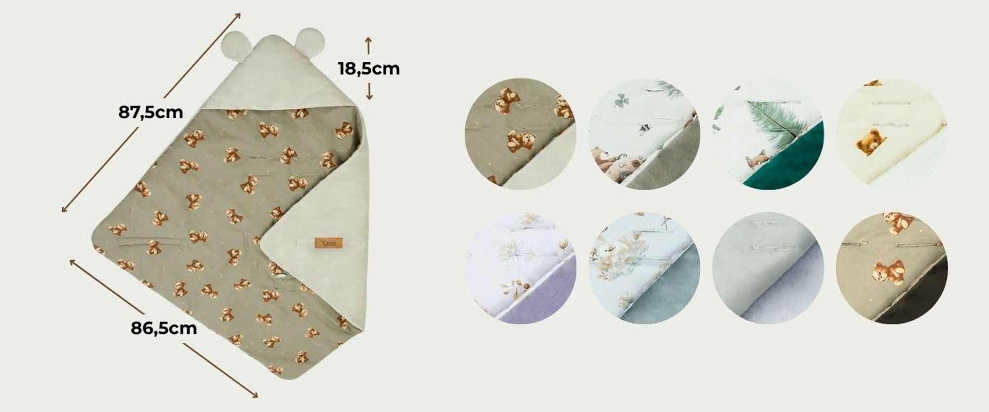 Flumi babywikkeldeken voor autostoel en reiswieg, beige met bosdieren