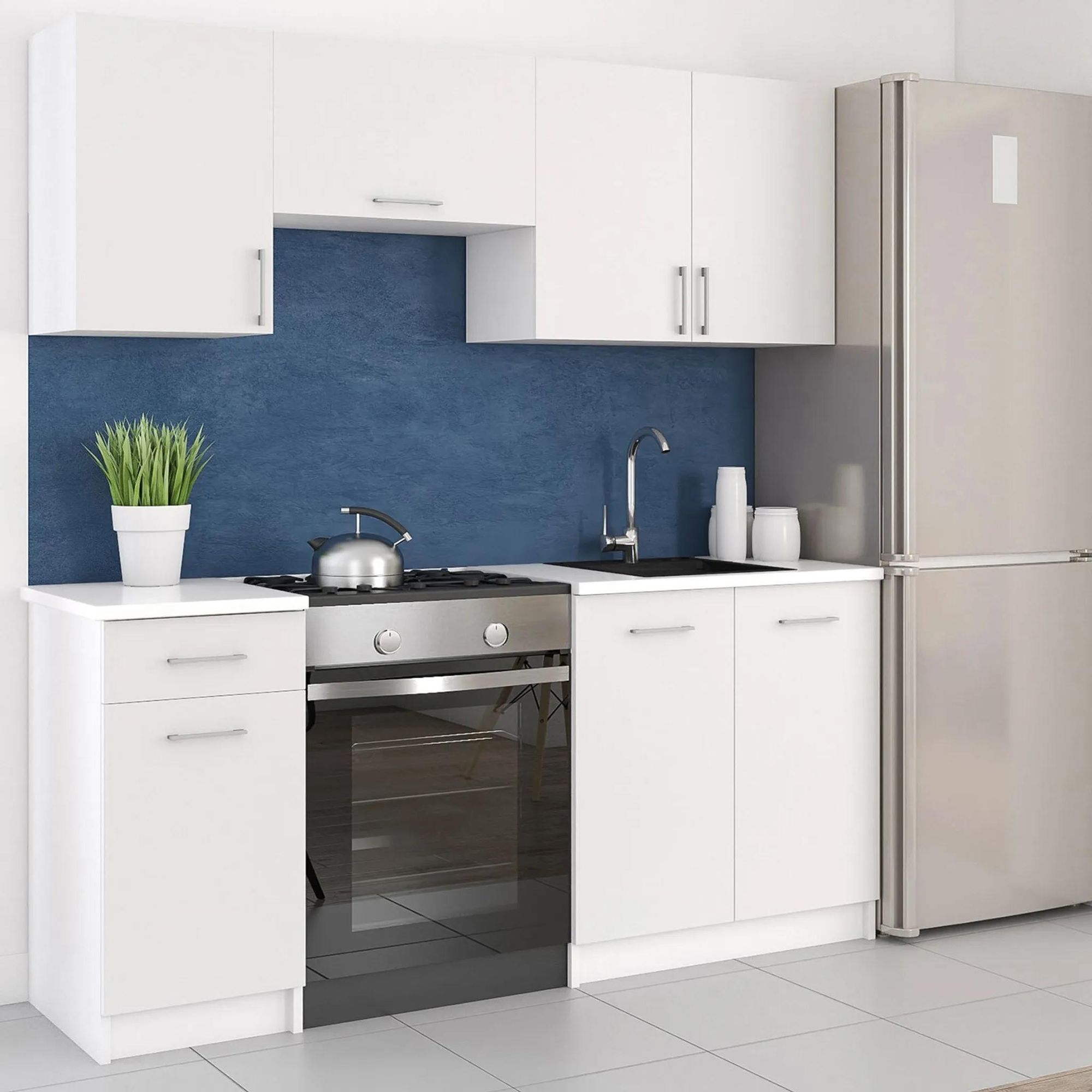 Roe Furniture Leco 180 cm in Weiß Matt. Einrichtungsbeispiel; Elektrogeräte nicht enthalten.
