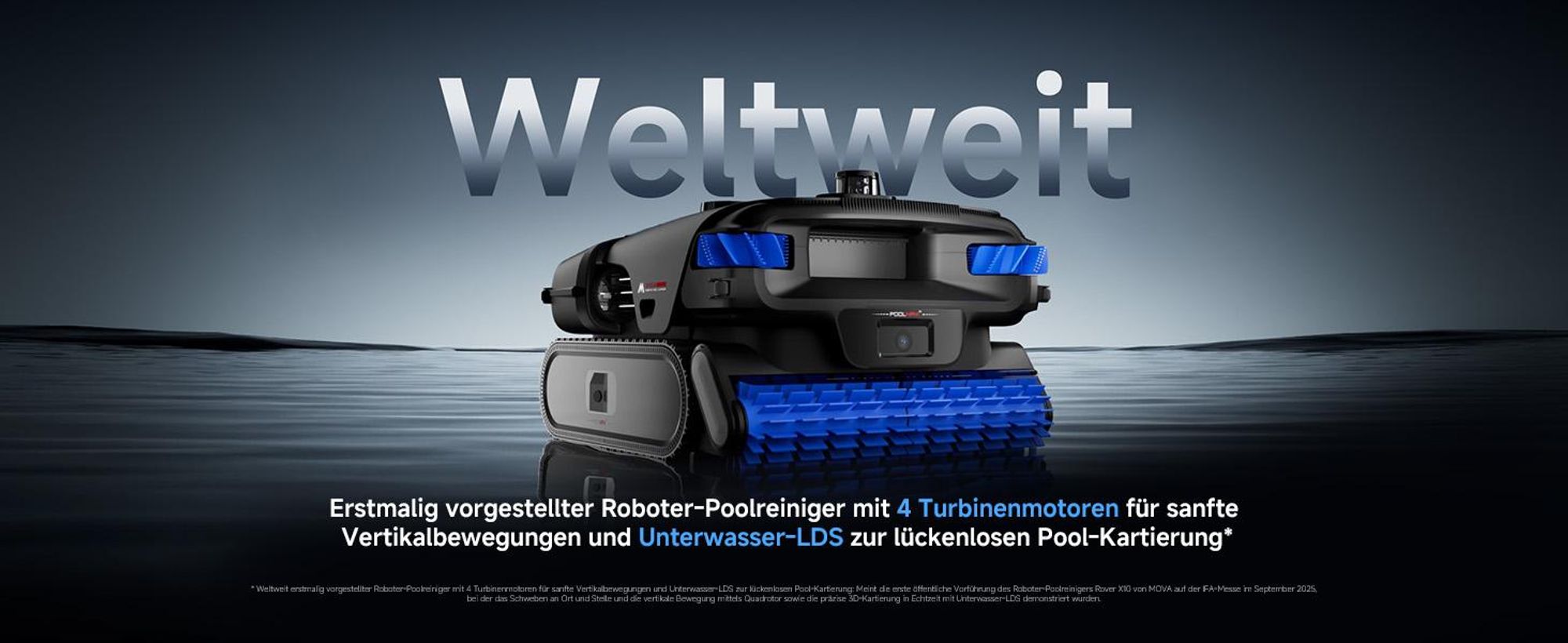 MOVA Rover X10 Roboter-Poolreiniger, 7-in-1 OMNI Clean, 38.000 l/h Saugkraft, KI-Navigation, AquaScan LDS, App-Steuerung