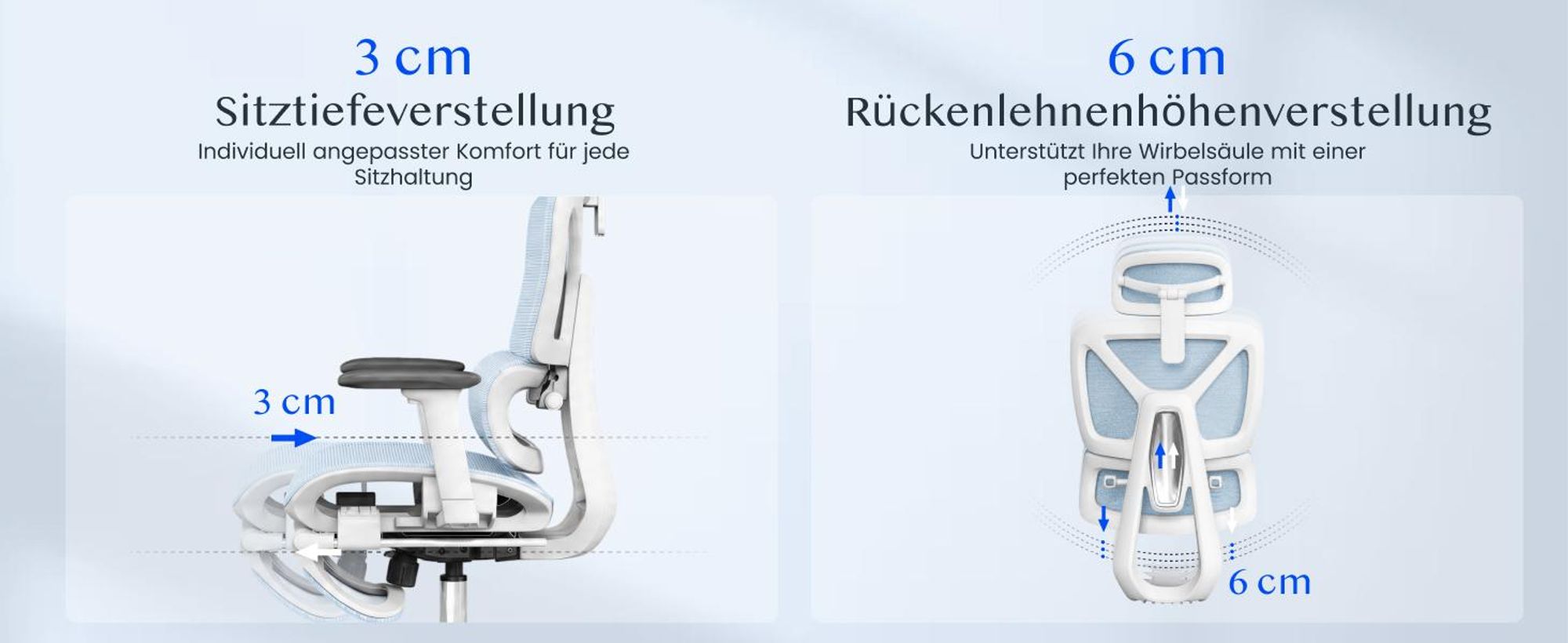 FLEXISPOT ErgoX Ergonomischer Bürostuhl mit Fußstütze, 3D-Armlehnen & Kopfstütze, 5D-verstellbare Rückenlehne, Tragfähigkeit von 136 kg, Blau