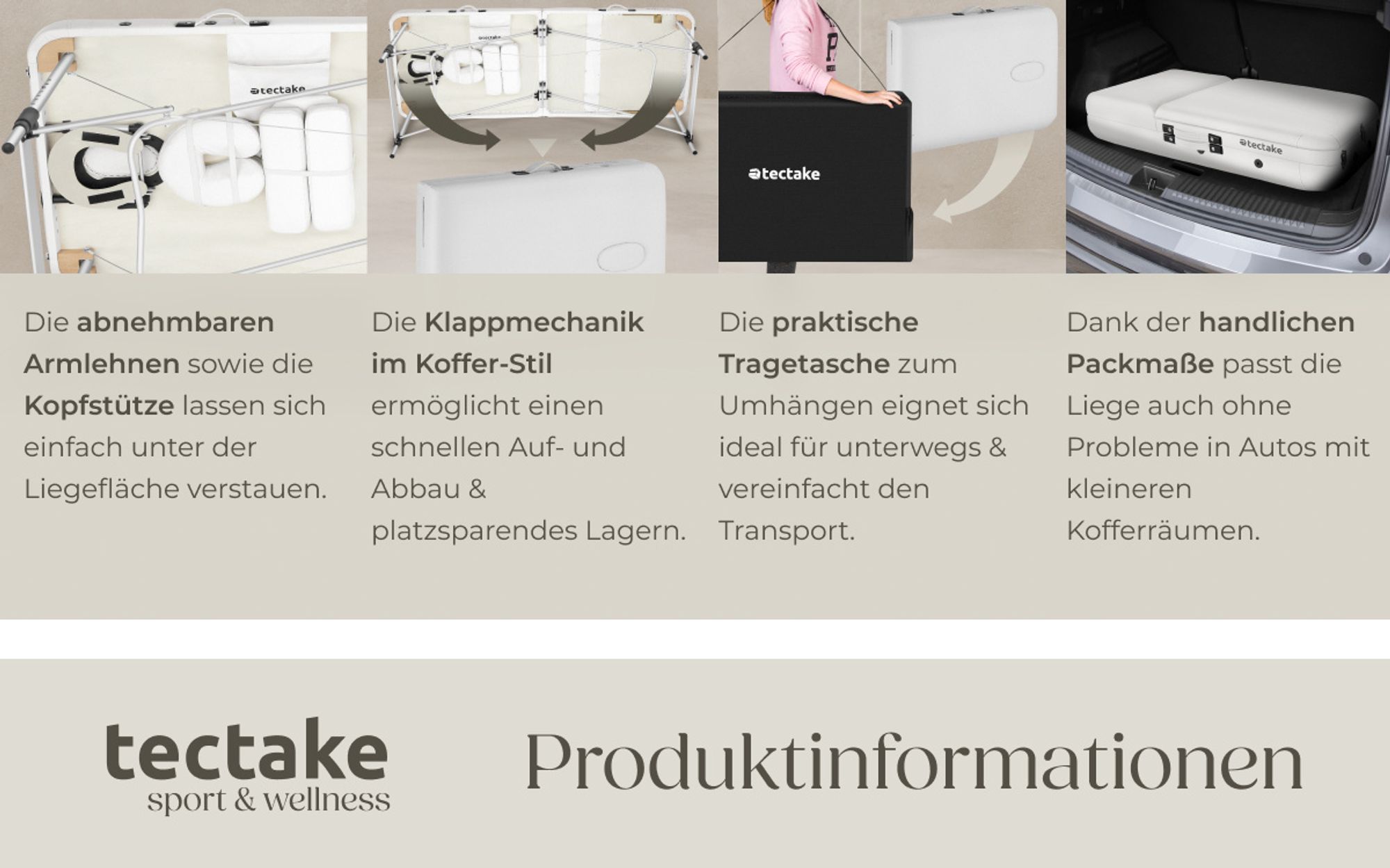 tectake® 3 Zonen Massageliege Phuket Breite 70 cm, Polsterung 5 cm 212 x 103 x 90 cm