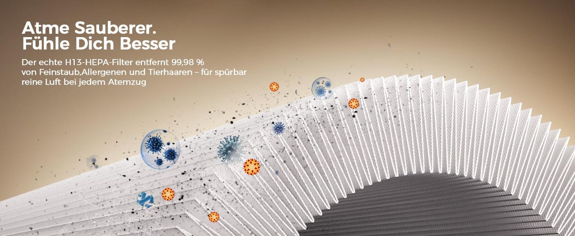 Amicura P3 Luftreiniger für Haustierallergiker, 843m³/h Tierhaarentfernung, 450 CADR - 99% Geruchsneutralisation, H13 Filter, App-Steuerung