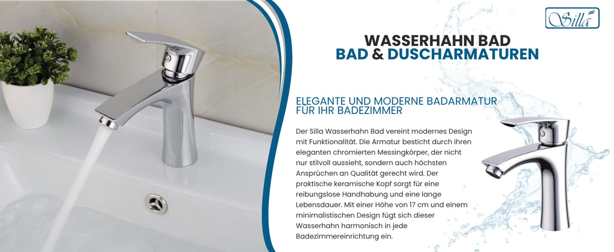 Silla, Chrom, Armatur, Bad, Spültischarmatur, Wasserhahn Bad, Wasserhahn, Messing