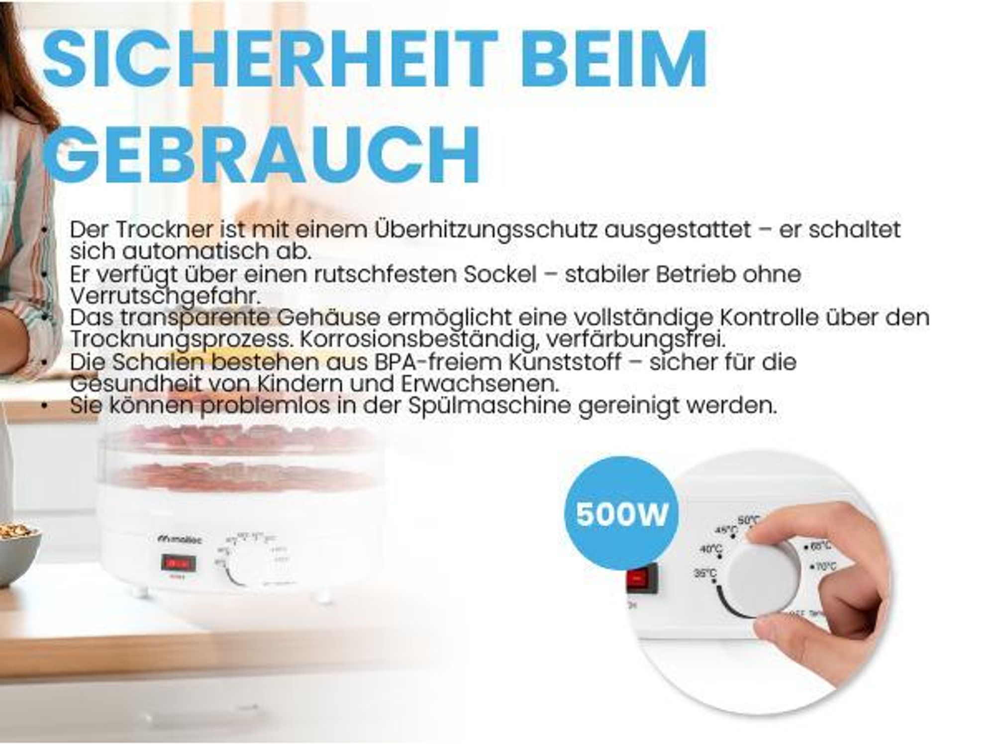 Dörrautomat Dörrgerät für Obst Gemüse Pilze 5 Etagen Dehydrator Lebensmitteltrockner