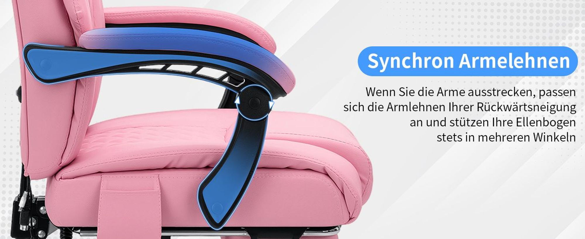 HOFFREE Massage-Bürostuhl mit Wärme & 7 Vibrationspunkten, 180° neigbar, Fußstütze, 200 kg Tragkraft, Chefsessel für große Personen, Pink