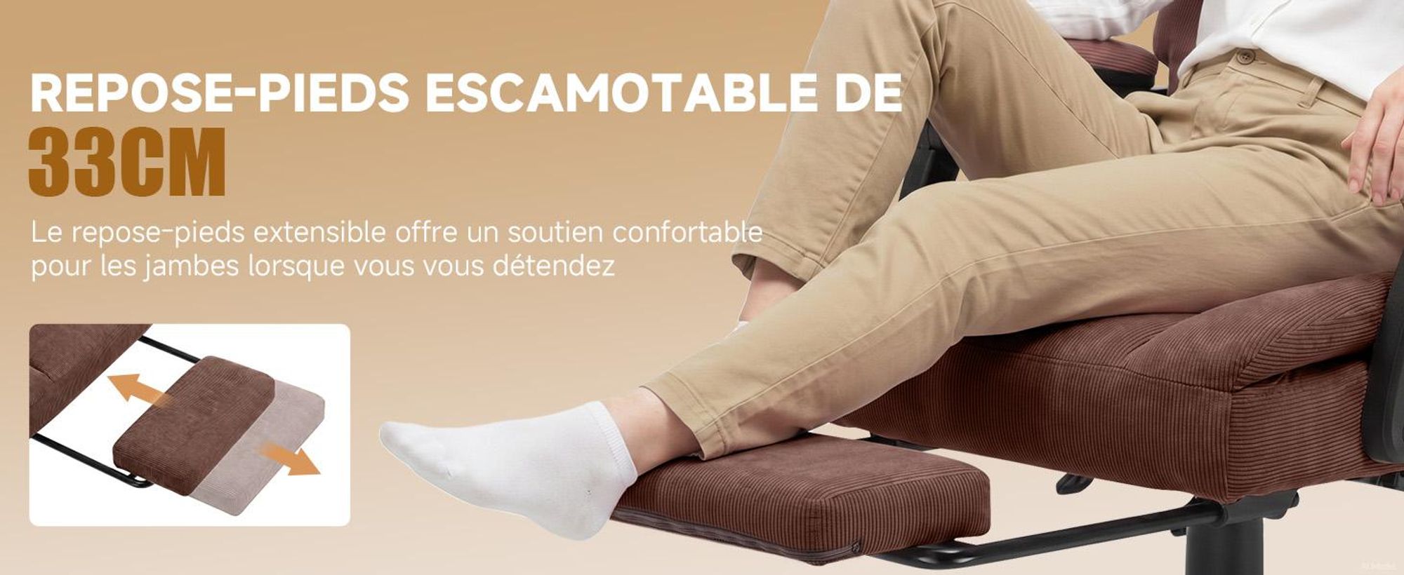Chaise de gaming GTPLAYER, chaise de bureau ergonomique avec repose-pieds et support lombaire, fauteuil de bureau haut de gamme pour grandes personnes, chaise de bureau large et réglable en hauteur