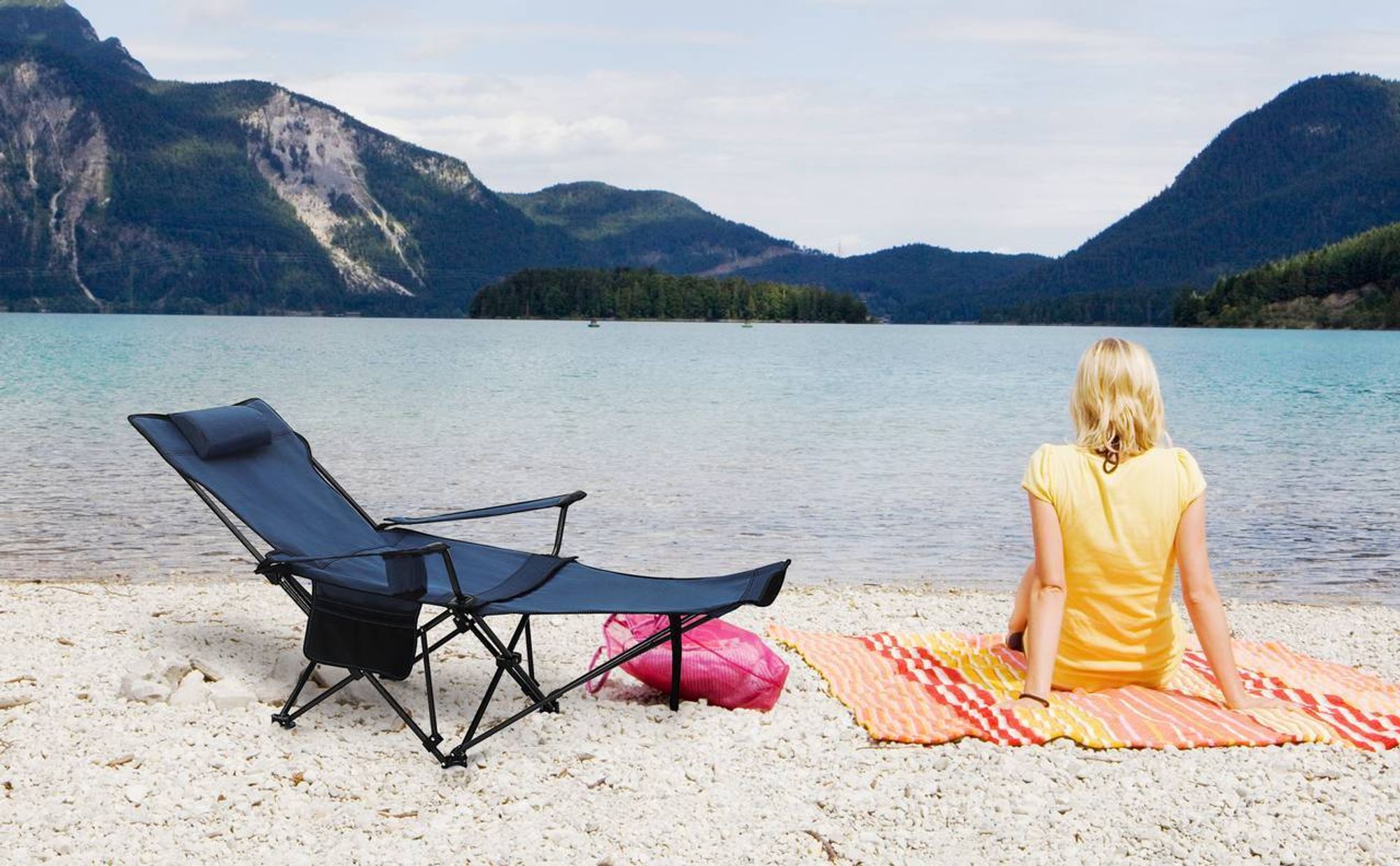 WOLTU 2er Set Campingstuhl, Klappstuhl, Liegestuhl, für Outdoor, Blau