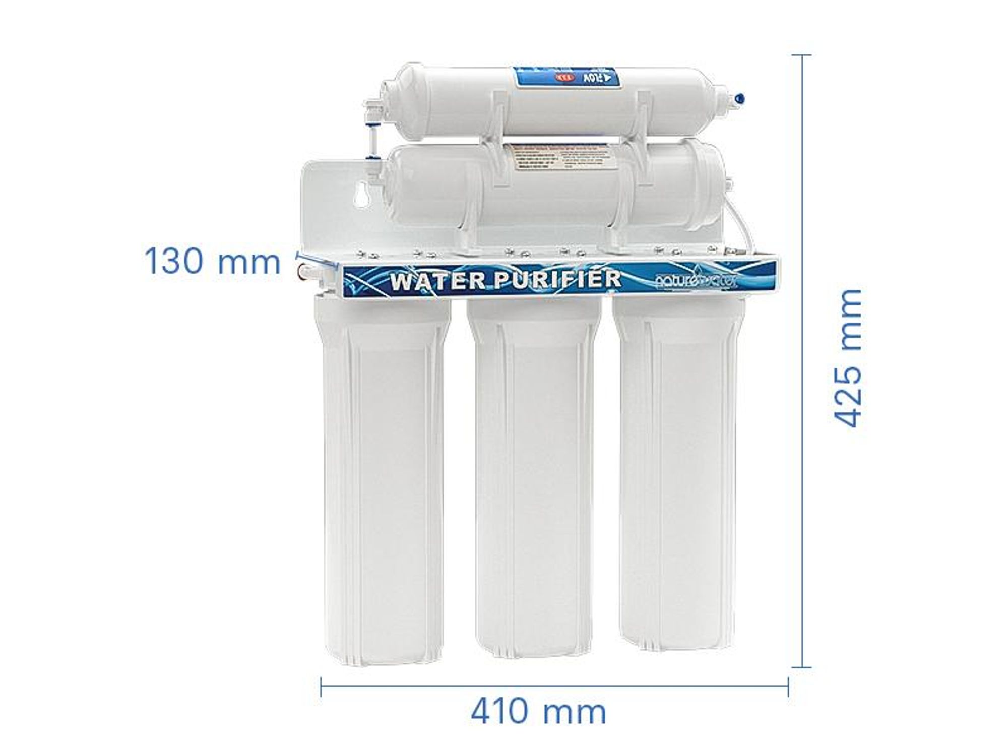Naturewater NW-PR305 5 Stufen Wasserfilter, 5 µ, PP Kartusche, Untertischfilter Wandhalterung, Filterschlüssel, Sedimentfilter Aktivkohle, Wasserhahn, 2,5m Schlauch, Kurzdreiwegeventil, Kugelhahn