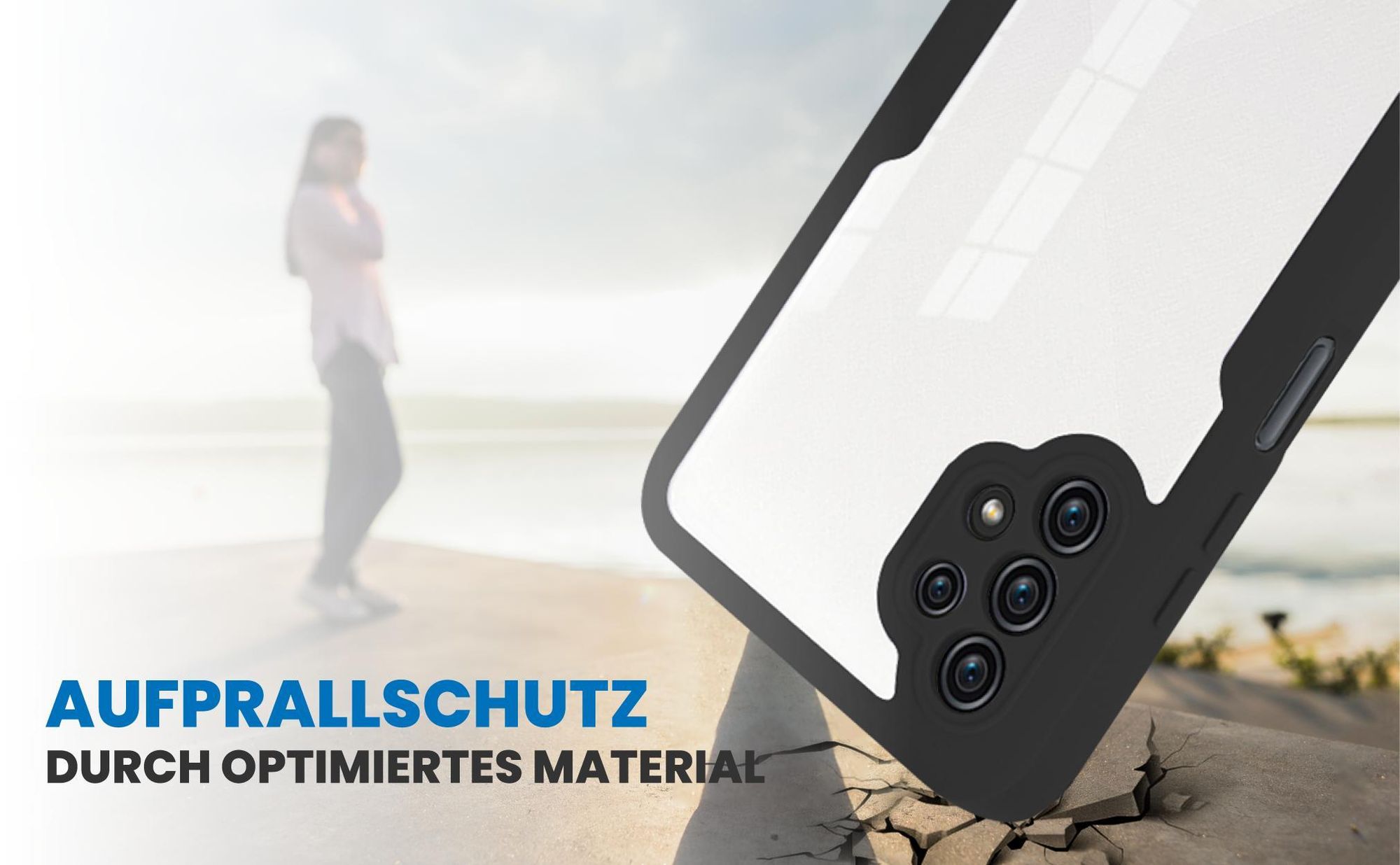 Schwarzes Front Back Cover für Samsung Galaxy A32 5G mit Aufprallschutz