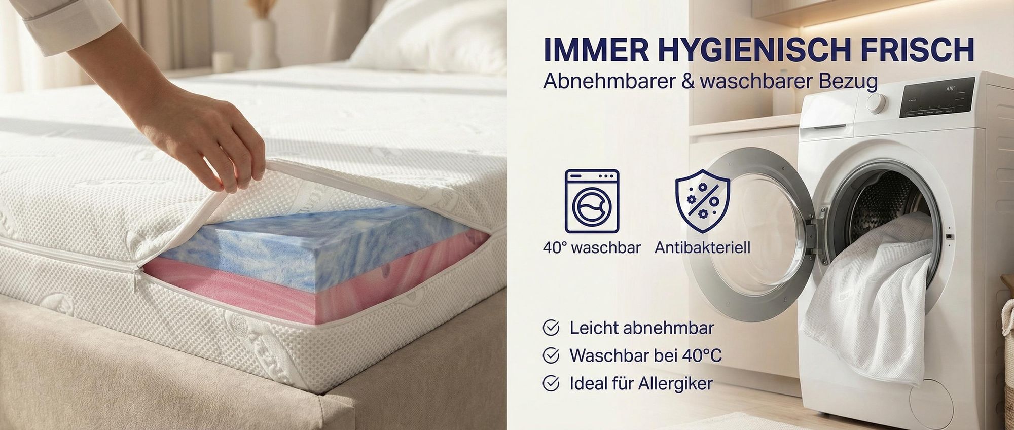 Komfort Gel Kaltschaummatratze 90x200 – 22 cm Höhe – 7-Zonen Wendematratze H2/H3 – Lyocell Bezug – ergonomisch & druckentlastend