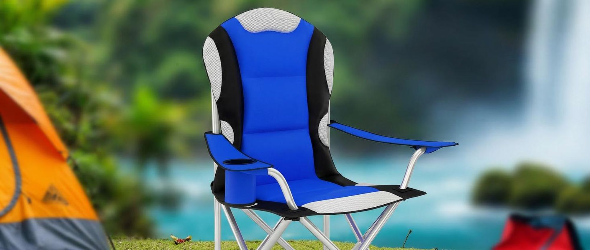 tectake® Campingstuhl 60 x 88 x 110 cm