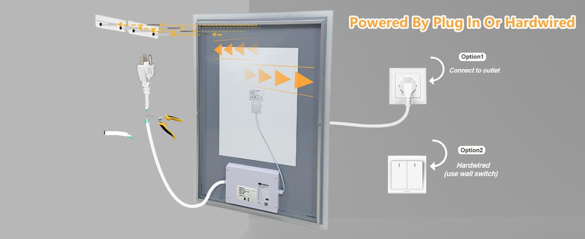 WISFOR LED Badspiegel 70x90 cm Wandspiegel mit Licht dimmbar Anti-Beschlag IP66
