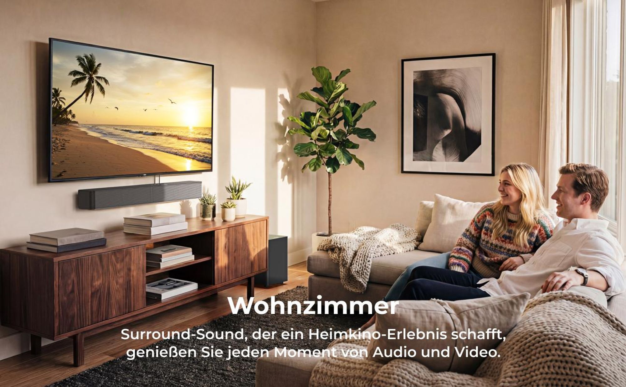 ULTIMEA 2.1-Kanal Soundbar mit kabellosem Subwoofer, 240 W Spitzenleistung, VoiceMX & BassMX, App-Steuerung, HDMI, Bluetooth® 6.0, Poseidon R3T