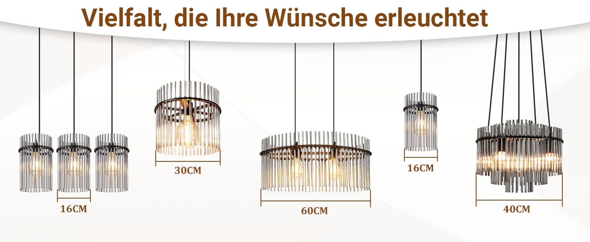 ZMH  Pendelleuchte 2 Flammig Hängeleuchte Esstisch E27 Pendellampe Esstischlampe Hängend Glasschirm Ø60cm für Küche Wohnzimmer(ohne Leuchtmittel)